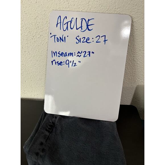 AGOLDE Toni Jeans Women's 27 Black Stretch Distressed Frayed Straight Mid Rise - Picture 16 of 16